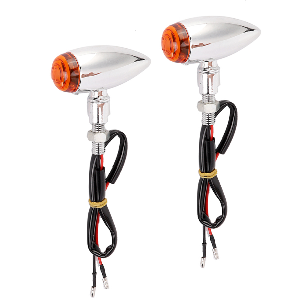 2x Motorrad-blinker In Bullet-form, Bernsteinfarben, Gelb, Silber, Kurvenblinker-set, Zubehörteil