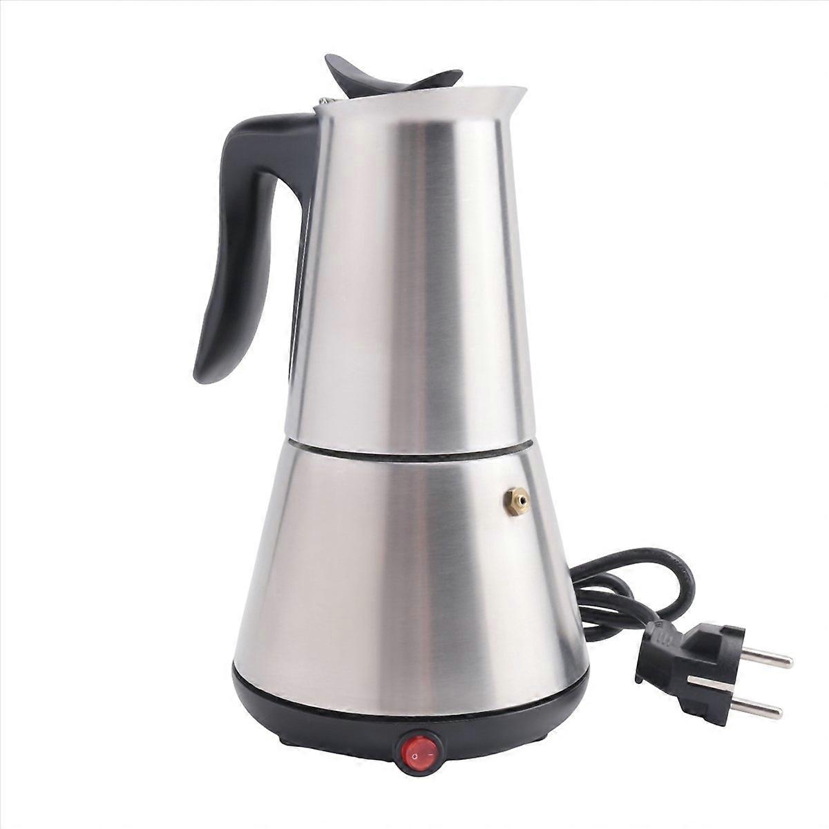 Italienische Moka Express Kaffeemaschine Für 6 Tassen, Elektrische Kochfeld-kaffeemaschine, Espressokocher Mit Filter, Induktionsgeeignet, Eu-stecker, Klassisches Silbernes Finish.