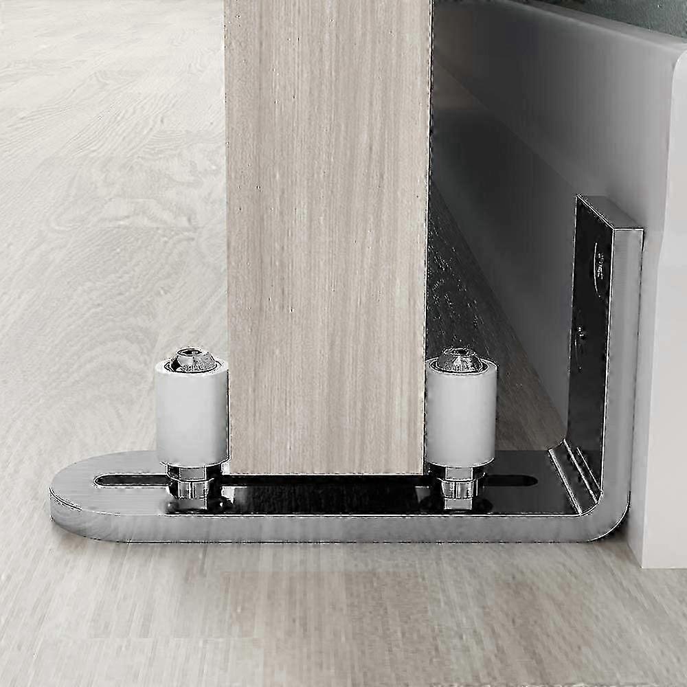Silberne, Wandmontierte Schiebetürschiene, Kugelgelagerte Führungsschiene Für Leichtgängiges Gleiten, Geräuschloses Gleiten Für Innentüren, Robustes Aufhängungssystem, Elegante Metalloberfläche.
