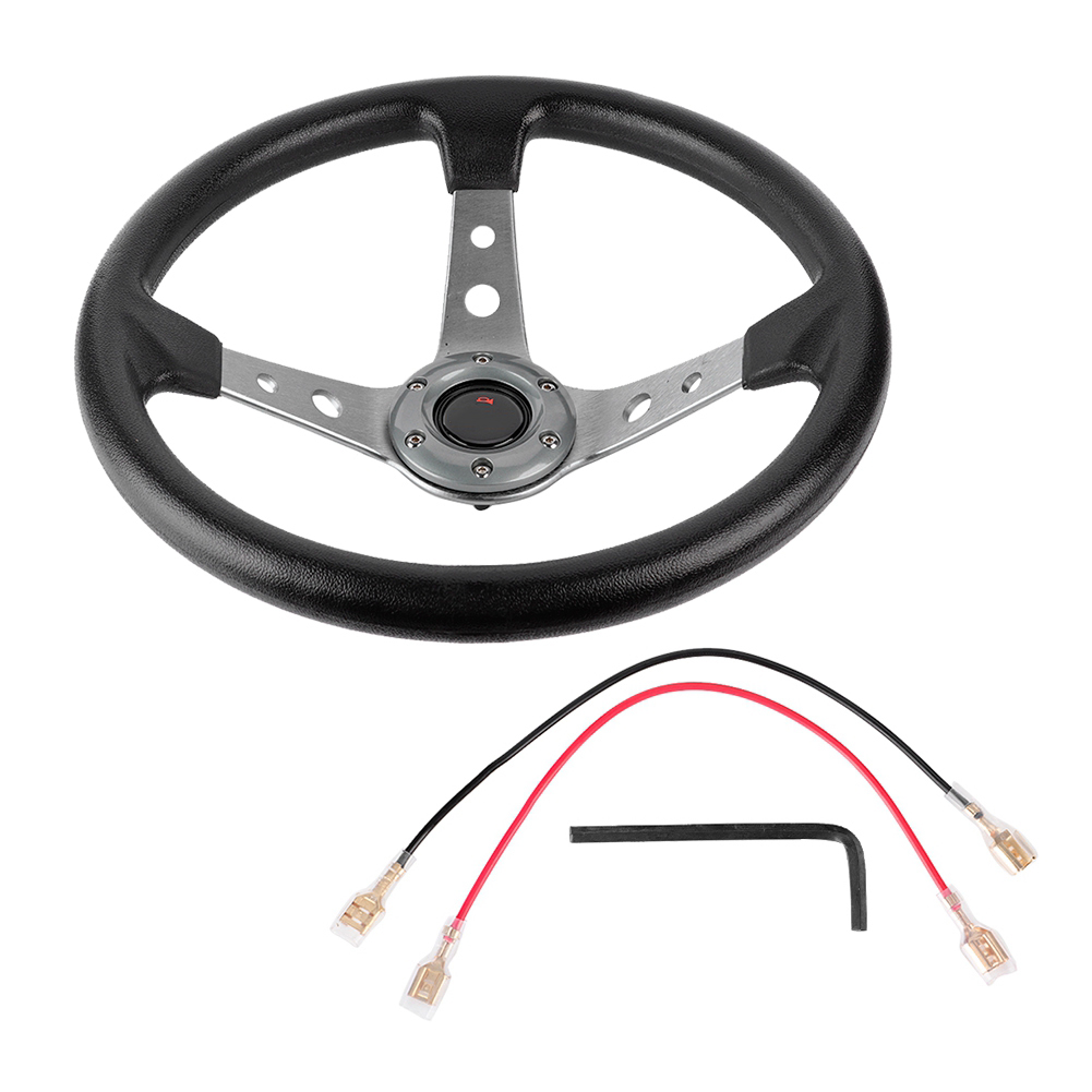 Universelles 14-zoll-sportlenkrad (350 Mm) Aus Aluminium Und Pu-leder, Silberfarben, Für Drifting Und Fahrzeugtuning