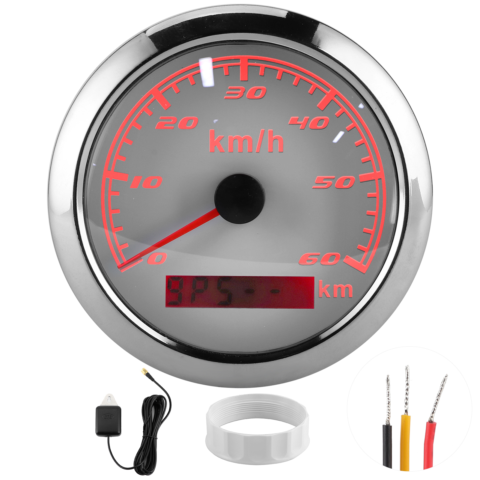 85 Mm 60 Km/h Ip67 Wasserdichter Universeller Gps-tachometer Für Boot, Yacht, Auto, Motorrad - Weißes Zifferblatt.