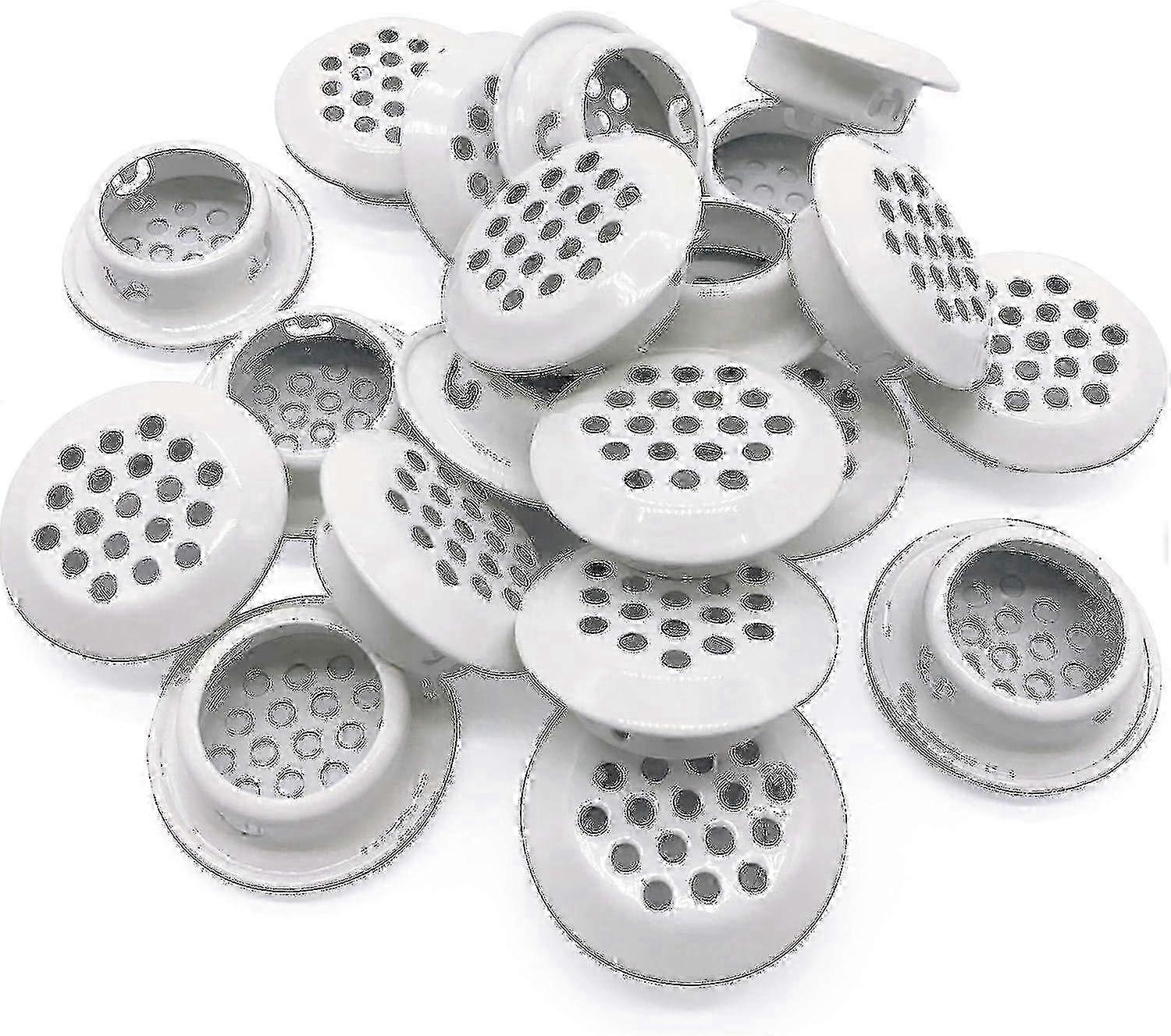20 Weiße Metall-lüftungsgitter 25 Mm Mit Insektenabweisendem Schaumstoff Für Küche, Bad, Schrank Und Kleiderschrank