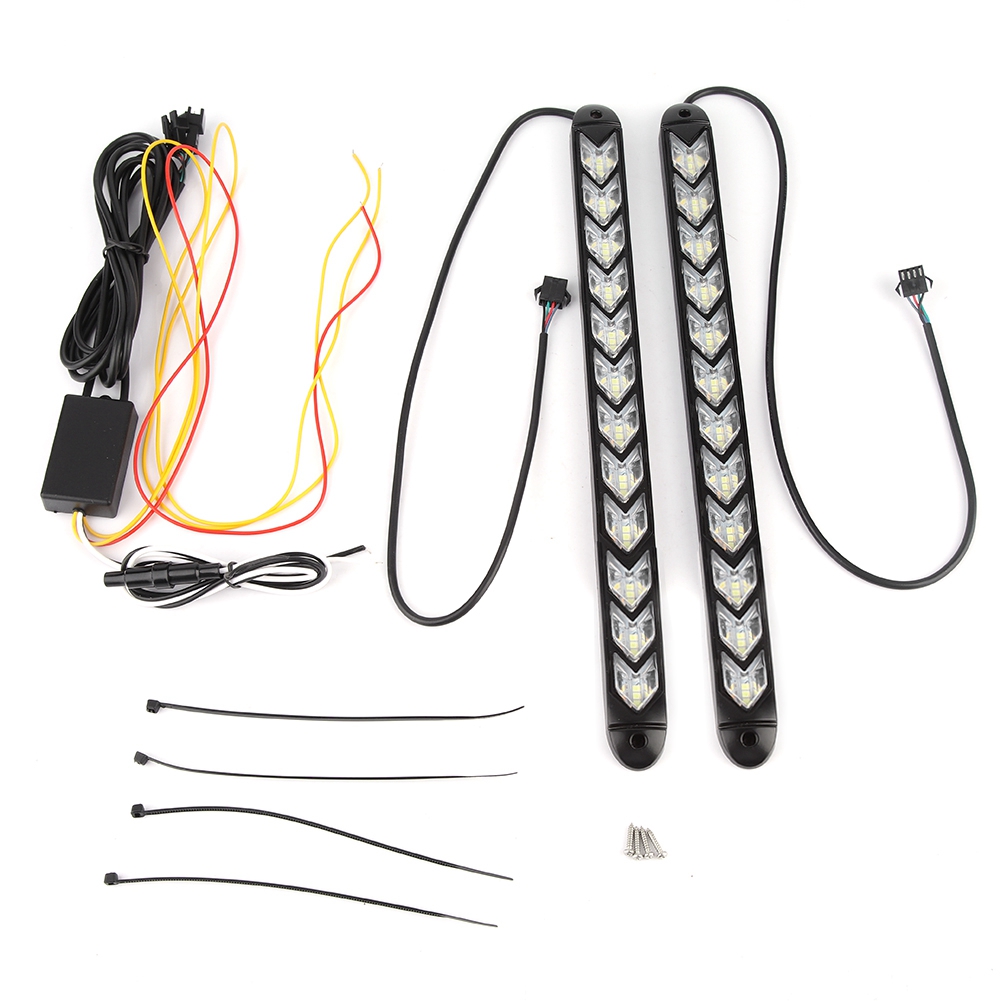 2 Wasserdichte, Flexible Led-lichtleisten Für Autos, Weiße/gelbe Tagfahrlichter, 12 Leds