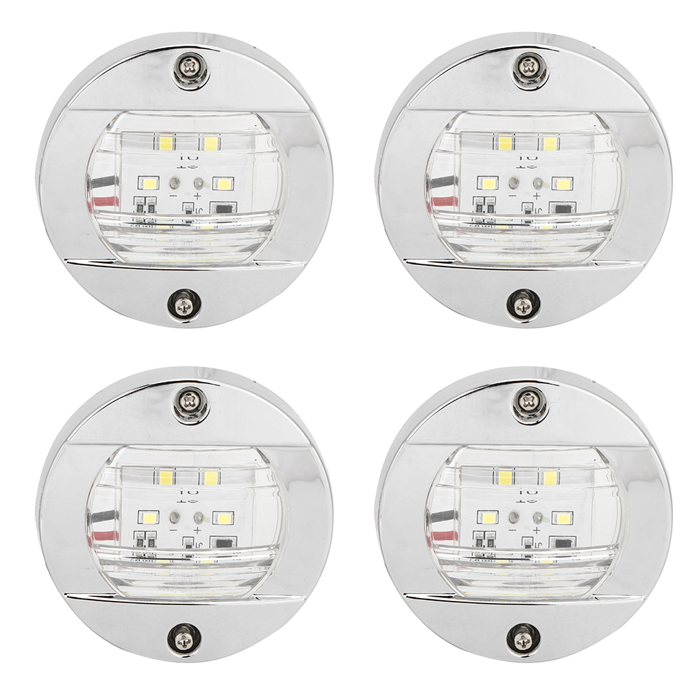 4 Stück Runde Weiße Led-navigationslichter 12v Chrom Wasserdicht Für Boot, Yacht, Lkw