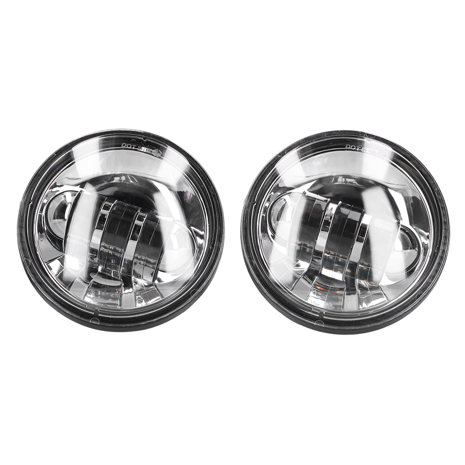 2 Stück 4,5-zoll-led-nebelscheinwerfer Für Motorräder, Ip67, 6500 K, Weiß, Runde Silberne Schale, Universelle Fahrleuchte