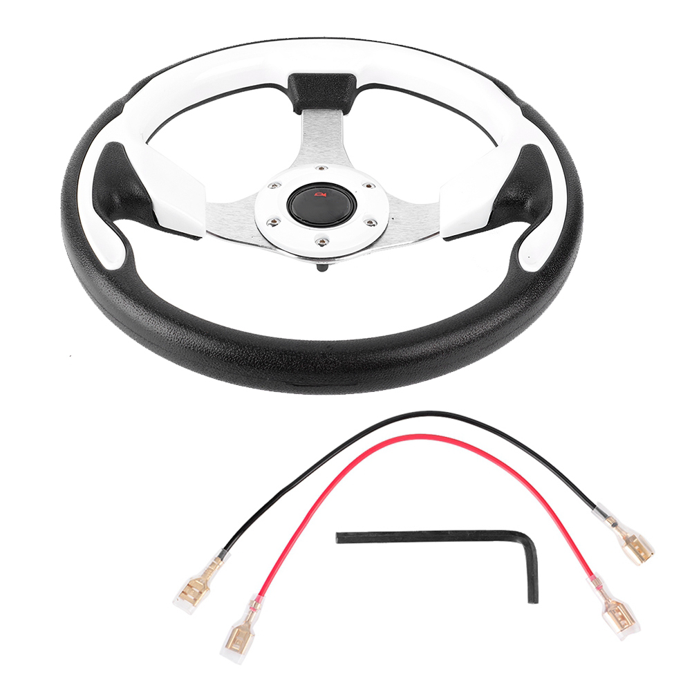 Universelles 320 Mm (13 Zoll) Sport-rennlenkrad Aus Weißem Pu-leder Für Drift- Und Rennsport