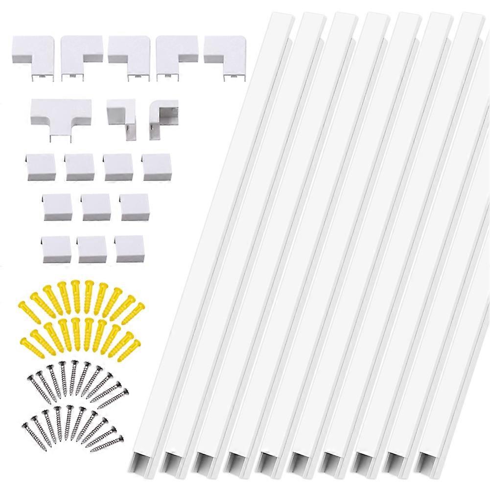 Pvc-kabelkanal, 10 Stück, Wandkabelkanal, Selbstklebender Kabelmanager, Schutzrohr, Weiße Kabeltülle, Diskrete Elektrische Aufbewahrung.