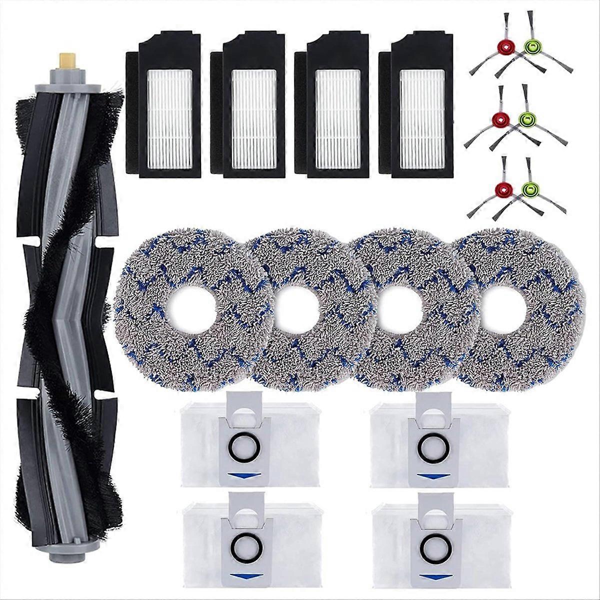 Hauptseitenbürste + Filter + Wischmopp + Staubsaugerbeutel X1, Komplettes Zubehörset, Geeignet Für Die Bodenreinigung, Einfacher Austausch, Hohe Effizienz, Schwarz-weiß, Für Den Hausgebrauch.