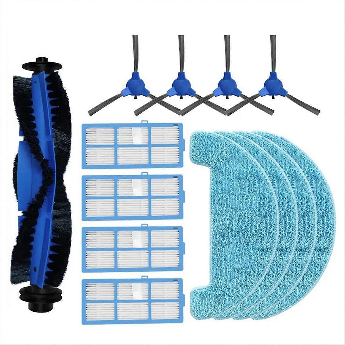 Seitenbürste + Waschlappen + Filter Für Pvcr 1050/1028 Iq, Ersatzset, Reinigungszubehör, Mikrofaser-mopp, Ersatzteile Für Saugroboter, 4-teilig, Weiß/grau, Kompatibel Mit Irobot.