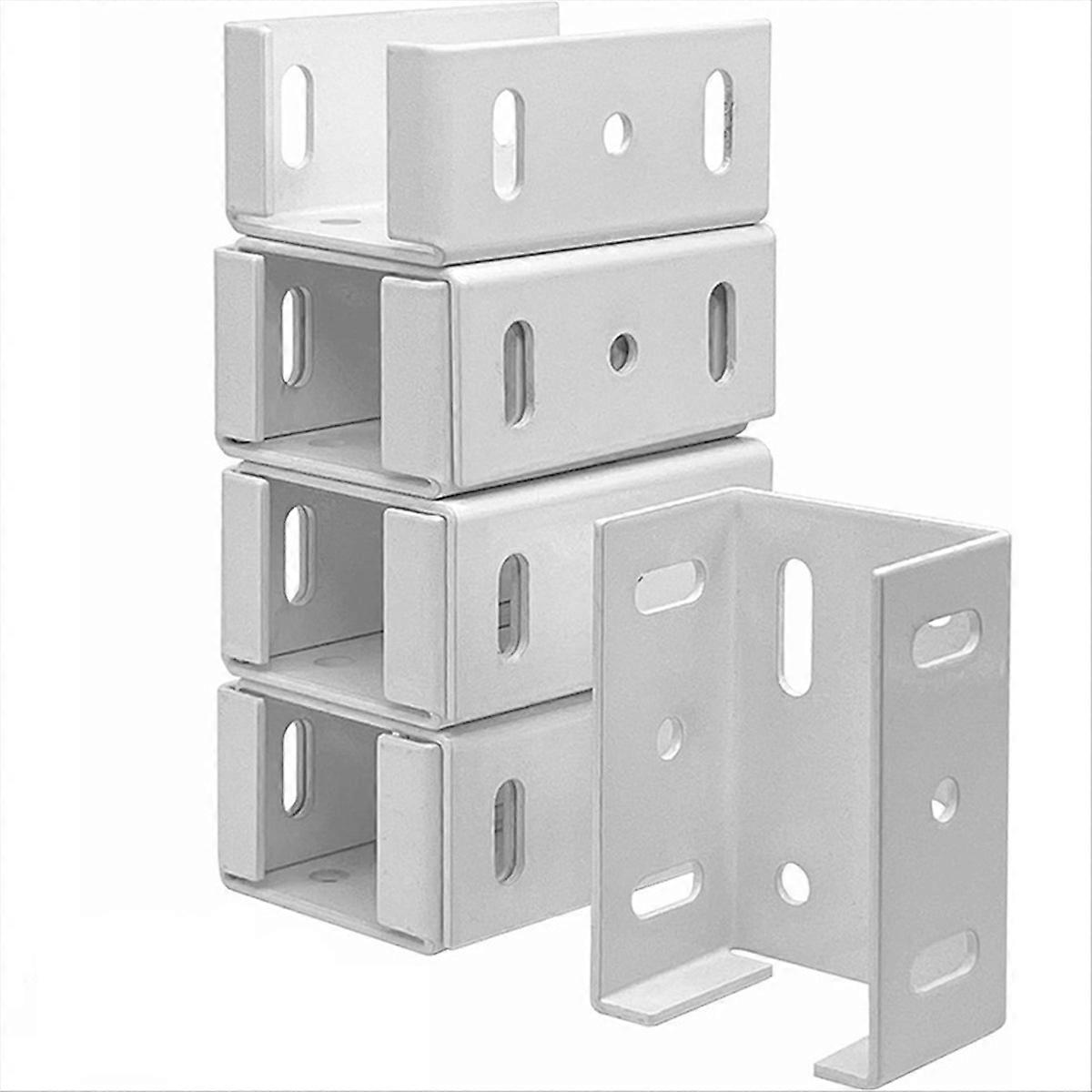 Robuste Befestigungskonstruktion Für Weiße Aluminiumzäune, Set Mit 4 70-mm-schienenhalterungen, Geeignet Für Pfosten Und Latten, Witterungsbeständig, Ideal Für Die Außenmontage.