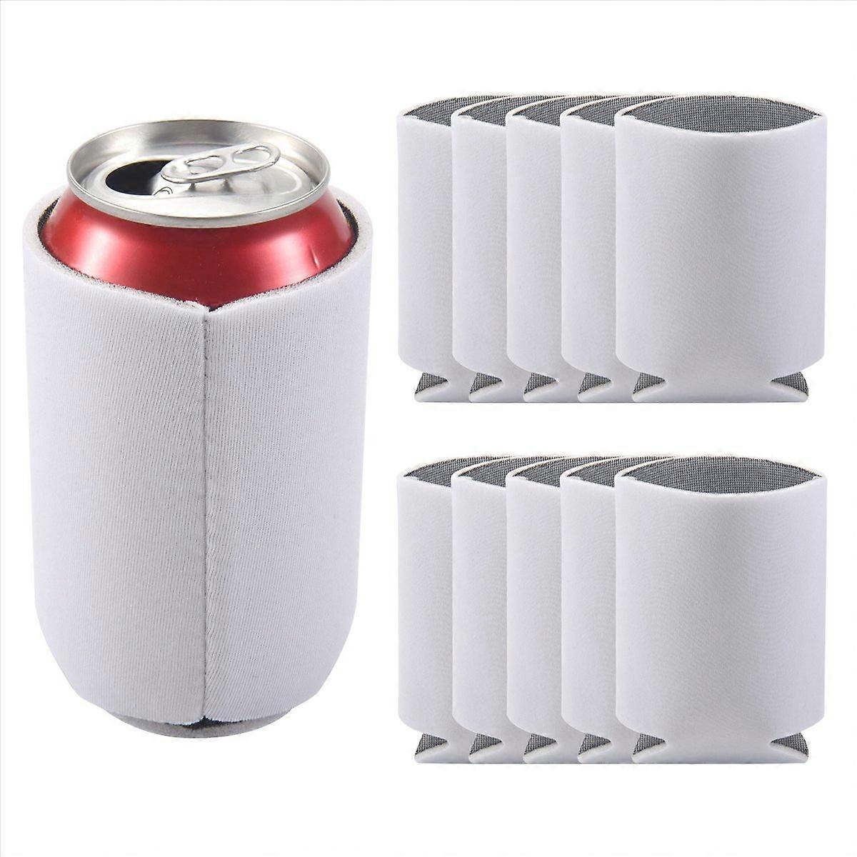 Packung Mit 10 Weißen, Isolierenden Neoprenhüllen Für Dosen, Becher Und Flaschen, Schutz Für Kaltgetränke, Dünne, Wiederverwendbare Hüllen