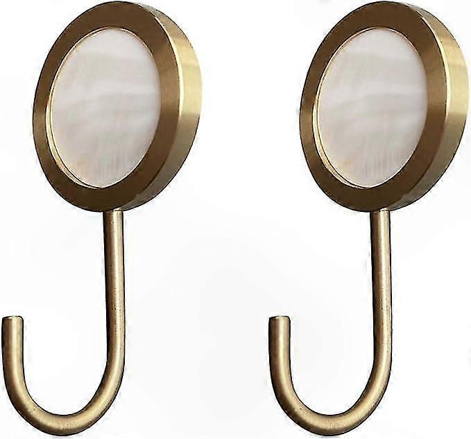 Dekorative, Selbstklebende Wandhaken, Hochwertige, Glänzende Goldoberfläche, Kein Bohren Erforderlich, 2er-pack, Weiß, Elegante Klebemontage