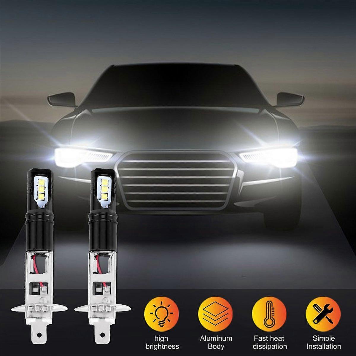 2x H1 6000k Ultrahelle Led-scheinwerfer 6000lm Fernlicht-set Reinweiß