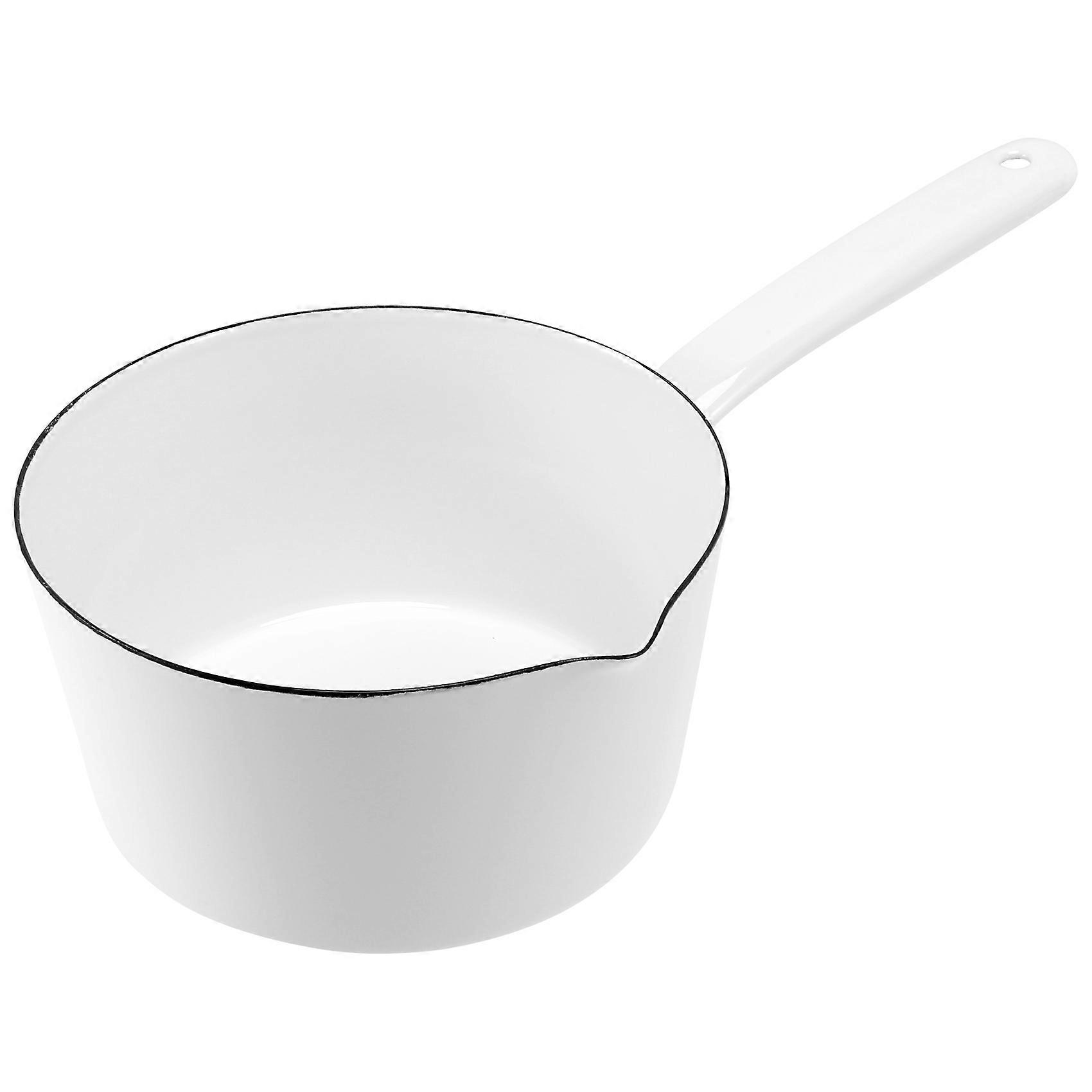 Weißer Keramik-milchkrug, 1,3 L, Stieltopf Mit Langem Griff, Ideal Für Eine Person