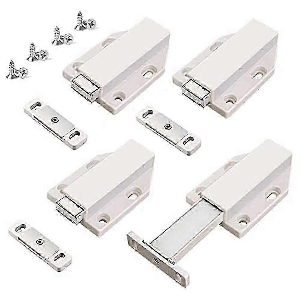 Set Mit 4 Magnetischen Druckverschlussriegeln – Robuste, Weiße Beschläge Für Schränke Und Große Türen