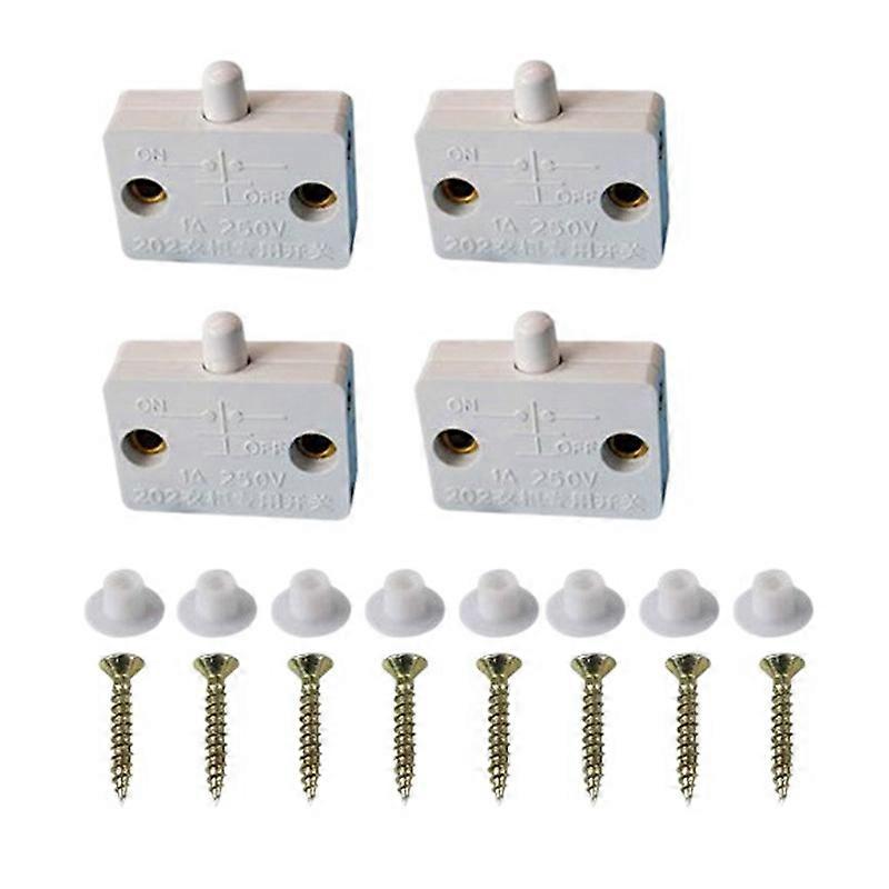 4-teiliger Schranktürschalter, Kompatibel Mit 12v 24v 110v, Weiß, Für Beleuchtete Schränke.