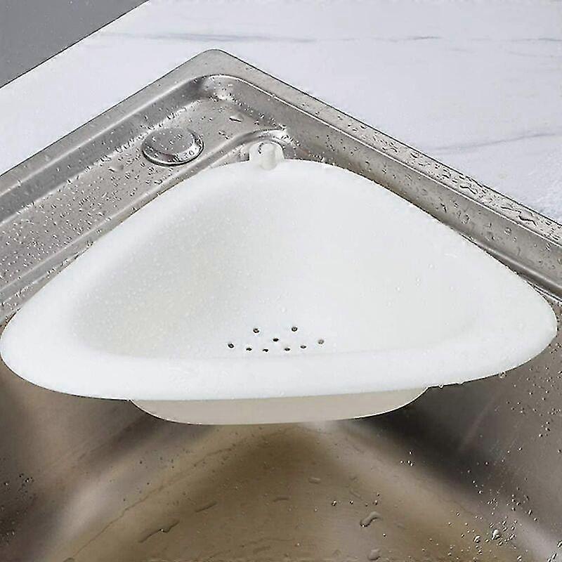 Weißes, Dreieckiges Spülbecken-abtropfgestell Mit Schwammhalter, Eckregal Für Küche Und Bad, Einheitsgröße