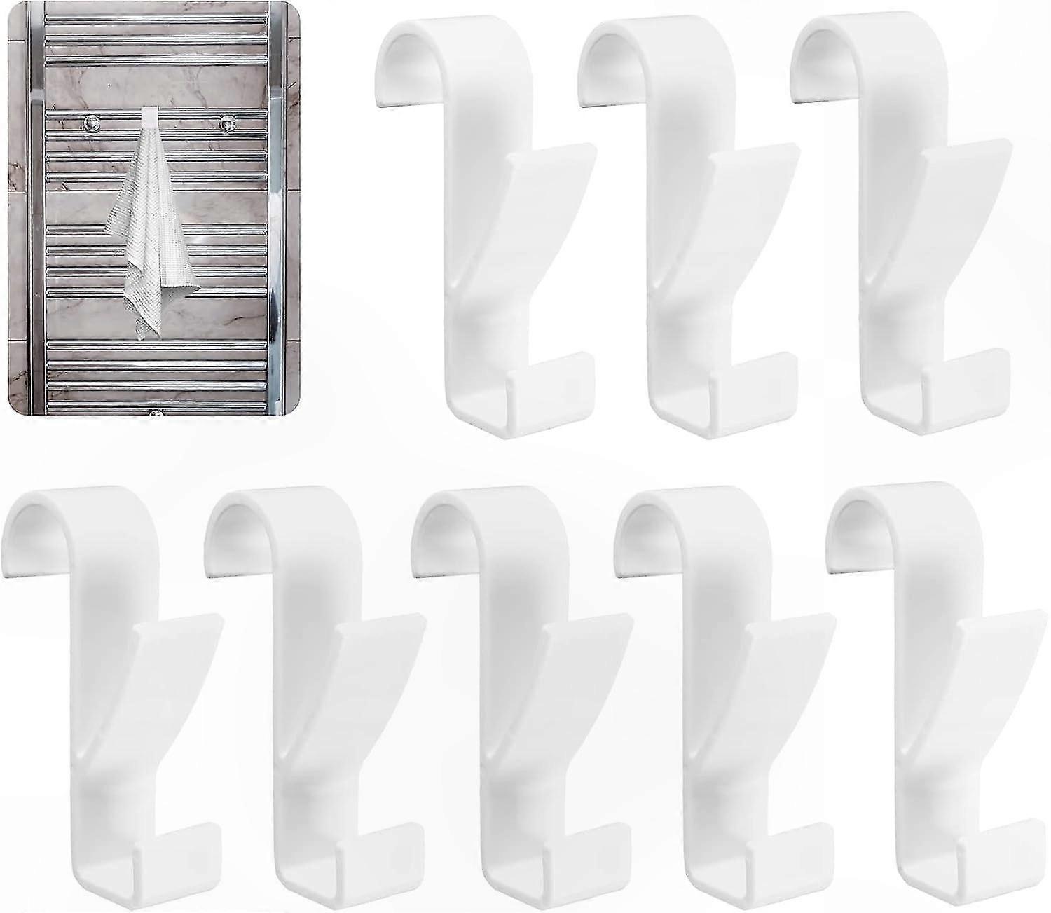 Set Mit 8 Weißen Handtuchhaken Für Standard-badezimmerheizkörper