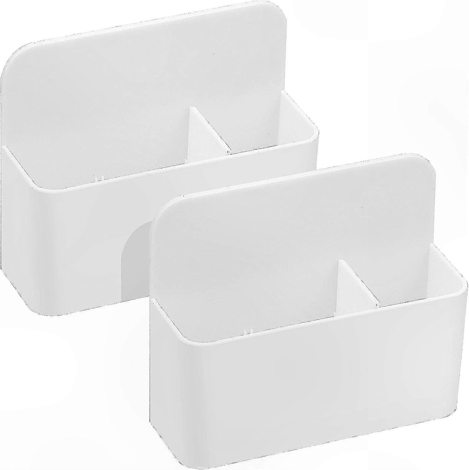 Weiße Magnetische Aufbewahrungsbox Mit Fächern, 2er-set Stiftehalter Für Whiteboard, Kühlschrank Und Spind
