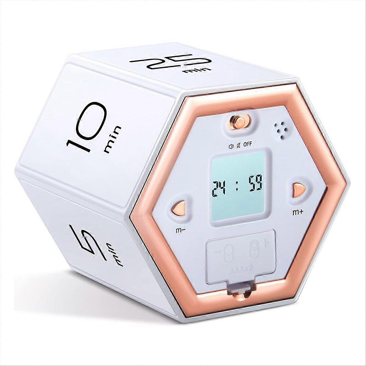 Lautloser Sechseckiger Timer Mit Alarm – Kinderstoppuhr, Weiß