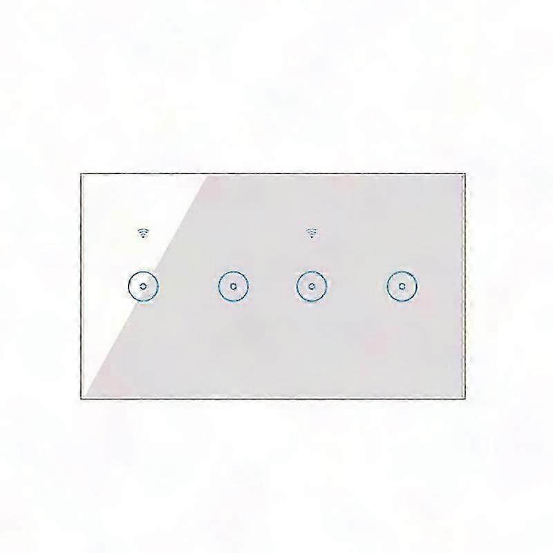 Intelligenter 10-a-wlan-wandschalter, Glas-touchpanel, 4-gruppen-funkfernbedienung, Weiß