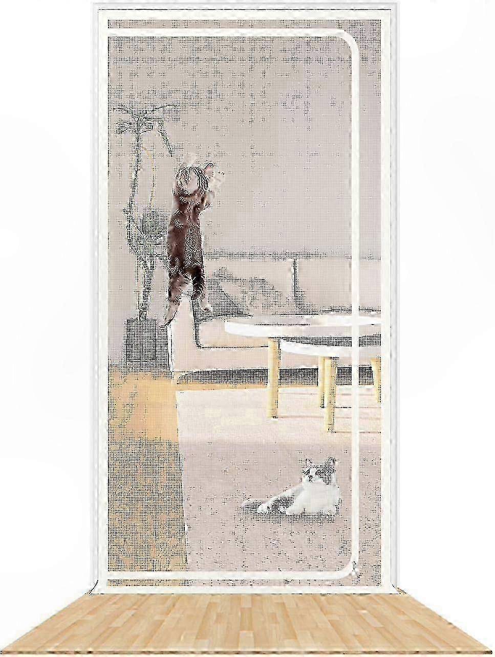 Haustiertür-fliegengitter Mit Reißverschluss, Hält Hunde Und Katzen Sicher, Weiß, Geeignet Für Öffnungen Von 90 X 210 Cm