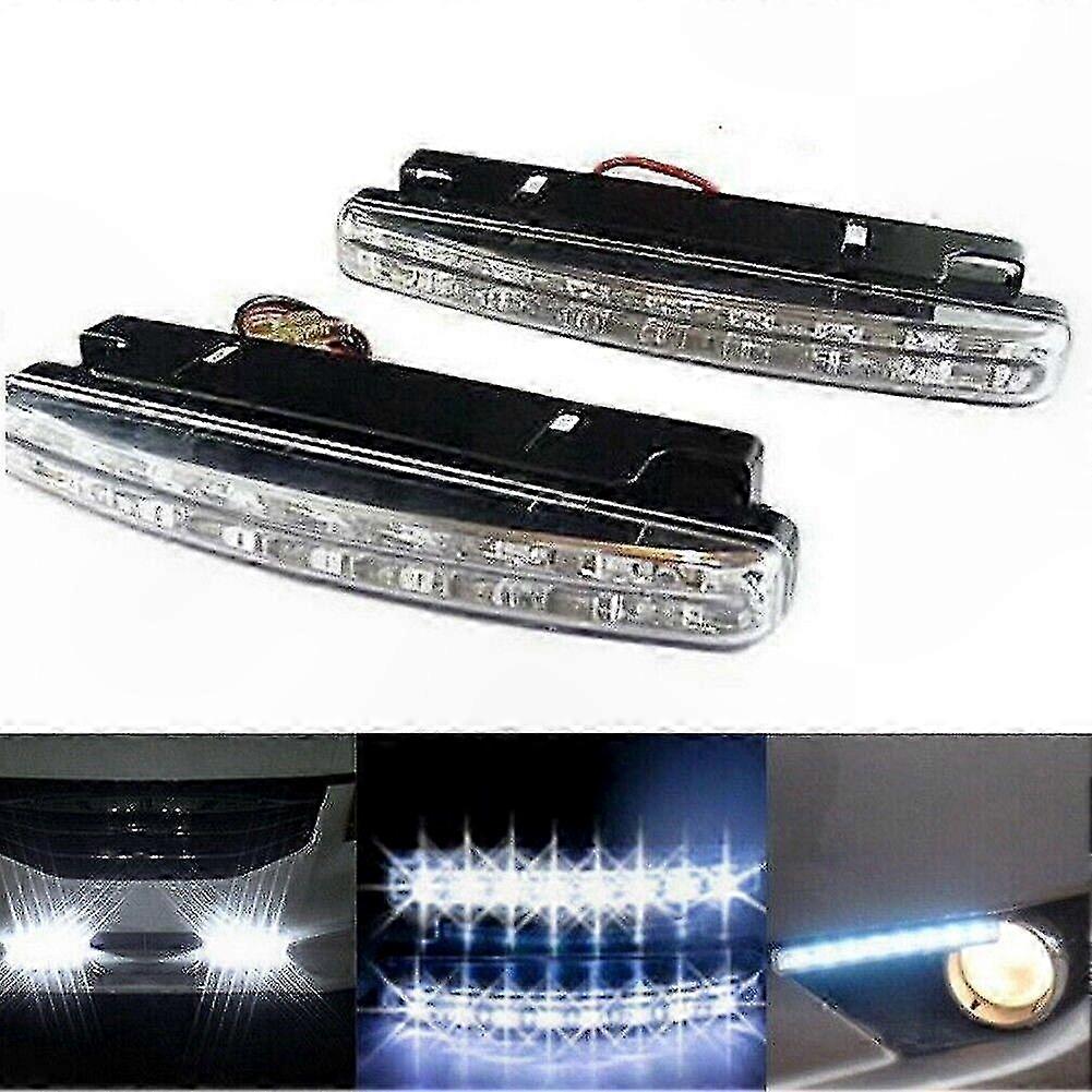 Packung Mit 2 Led-lampen, 8 Wasserdichte Drl-tagfahrlichter, 12v Dc, Intensive Beleuchtung Für Nebelscheinwerfer, Kaltweiß, Fahrzeugkompatibel, Geringer Stromverbrauch.