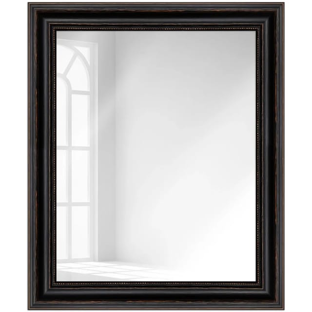 WANDStyle Wandspiegel H550 aus Massivholz in Schwarz 50 x 70 cm im Stil Antik