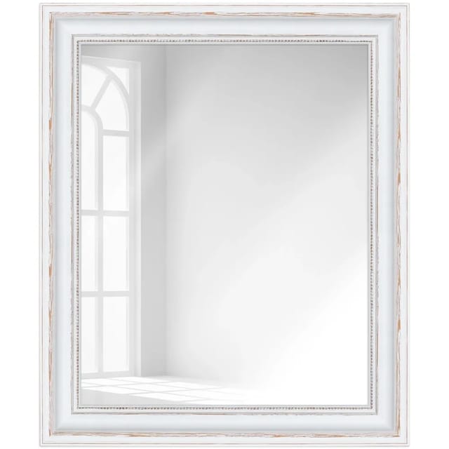 WANDStyle Wandspiegel H550 aus Massivholz in Weiß 60 x 110 cm im Stil Antik