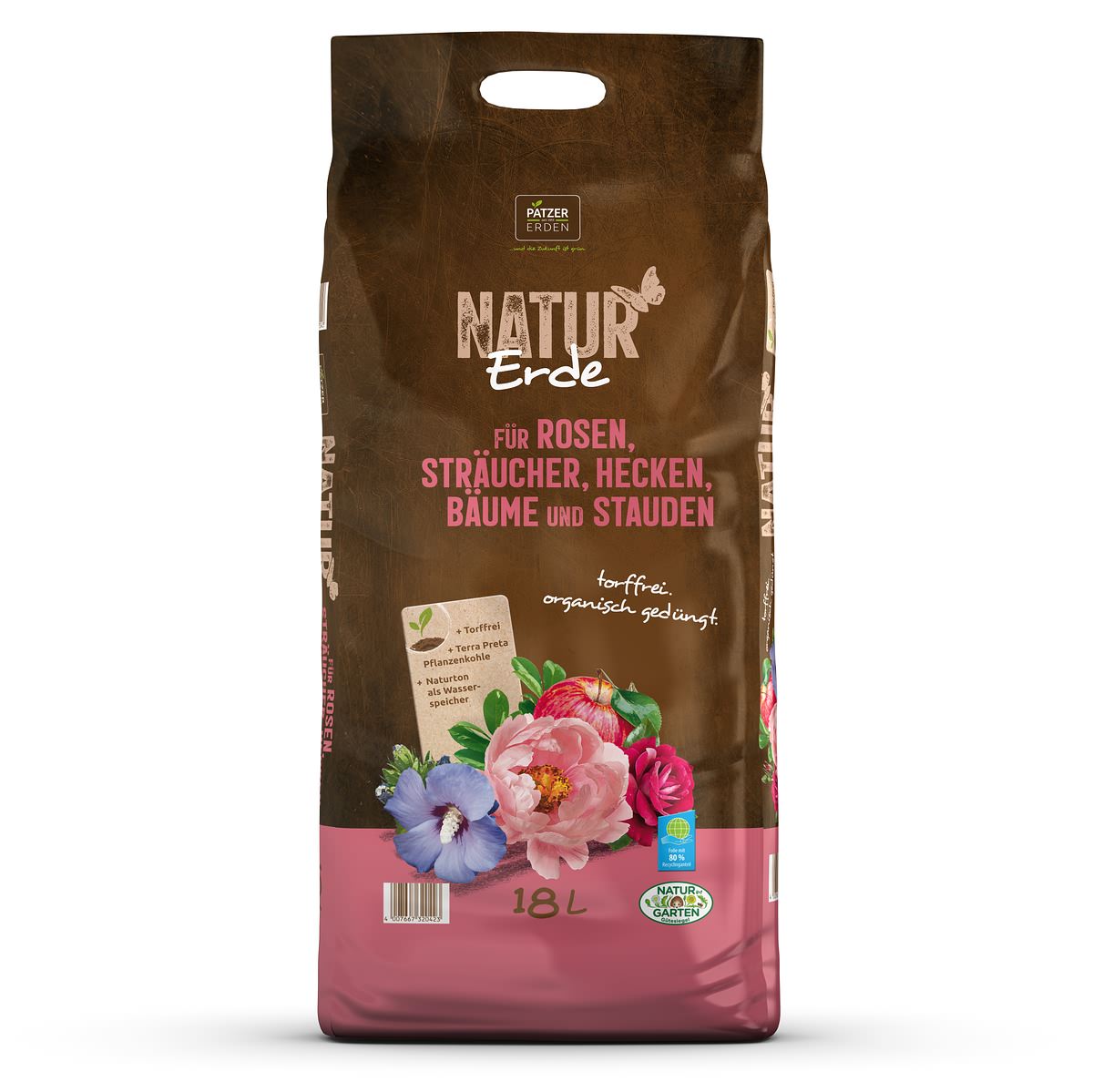 Patzer Natur Erde Bio Für Stauden Sträucher Hecken Bäume & Rosen Torffrei - 18 Liter