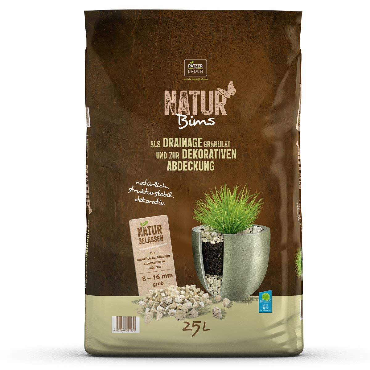Patzer Natur Bims Granulat Grob 8-16 Mm - 25 Liter