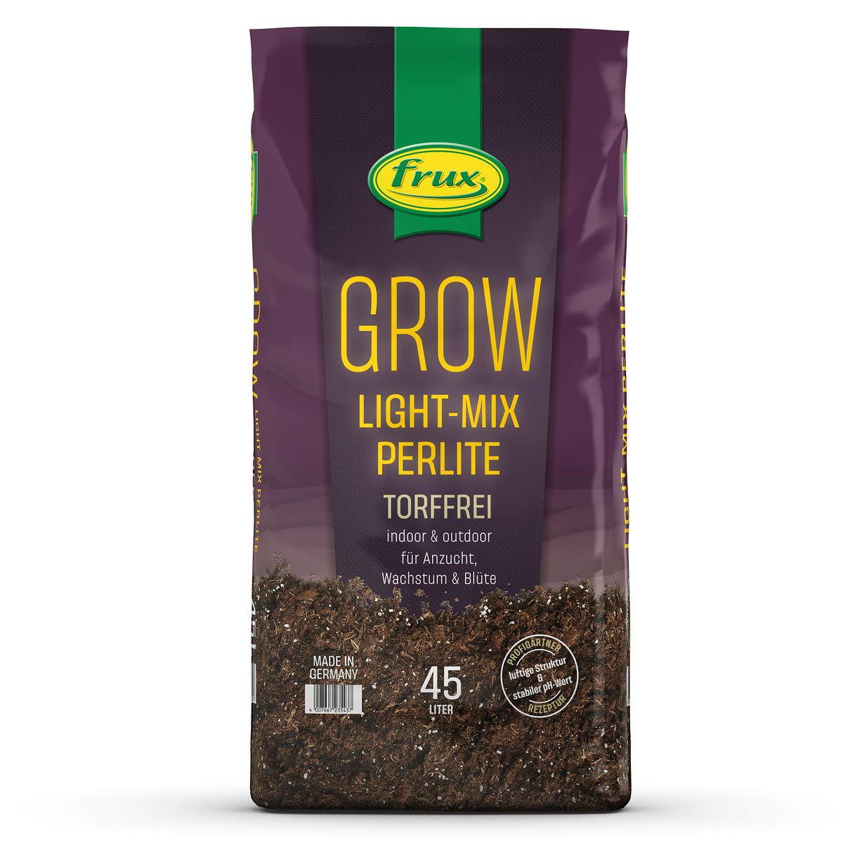 Frux® Pro Grow Light-mix Perlite Cannabis Substrat Torffrei - 45 Liter