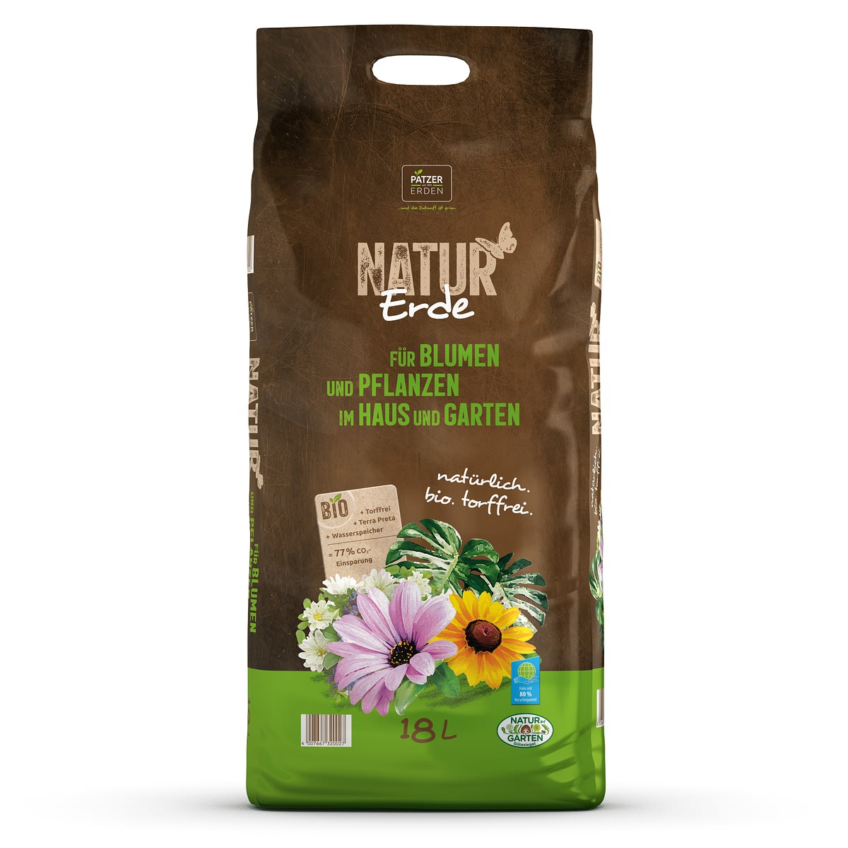 Patzer Natur Erde Bio Für Blumen & Pflanzen Im Haus & Garten Torffrei - 18 Liter