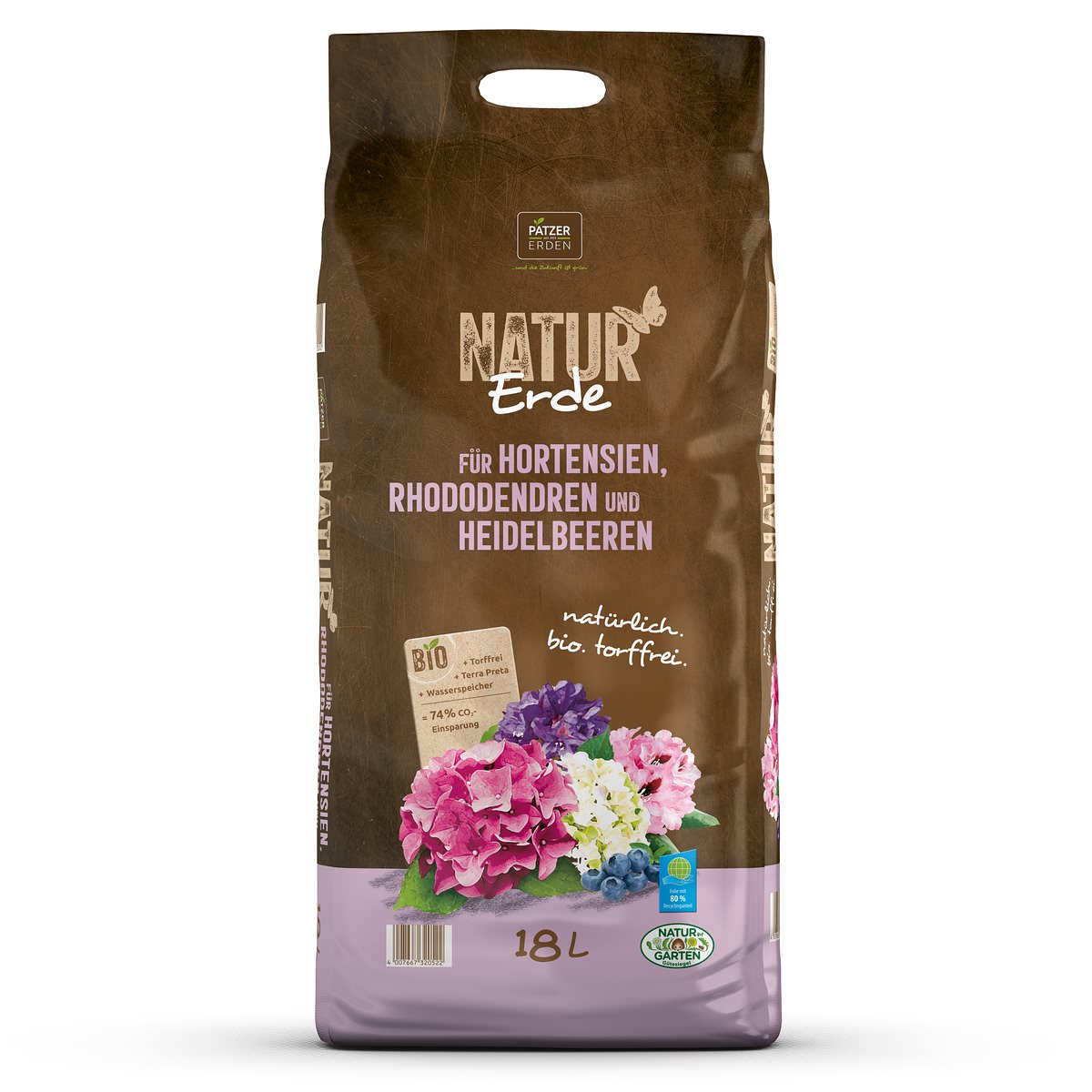 Patzer Natur Erde Bio Für Hortensien Rhododendren & Heidelbeeren Torffrei - 18 Liter
