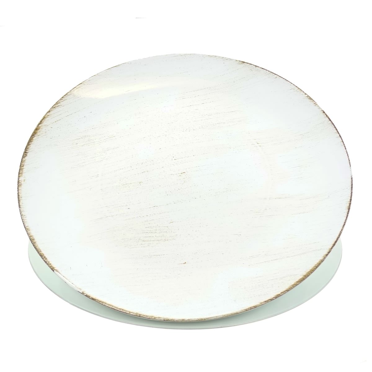 Posiwio Deko - Teller Creme Mit Braun Rund Ø 33 Cm - Kunststoff