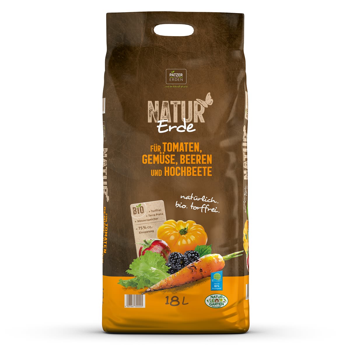 Patzer Natur Erde Bio Für Tomaten Gemüse Beeren & Hochbeete Torffrei - 18 Liter