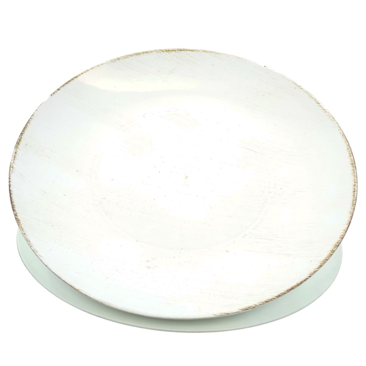 Posiwio Deko - Teller Creme Mit Braun Rund Ø 40 Cm - Kunststoff