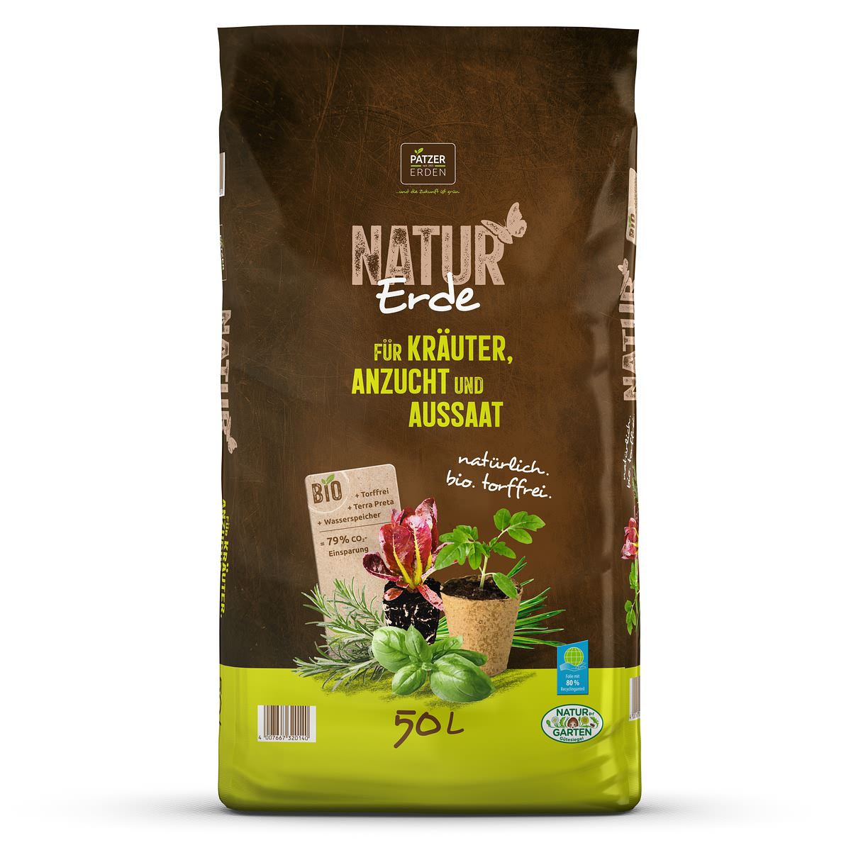 Patzer Natur Erde Bio Für Kräuter Anzucht & Aussaat Torffrei - 50 Liter