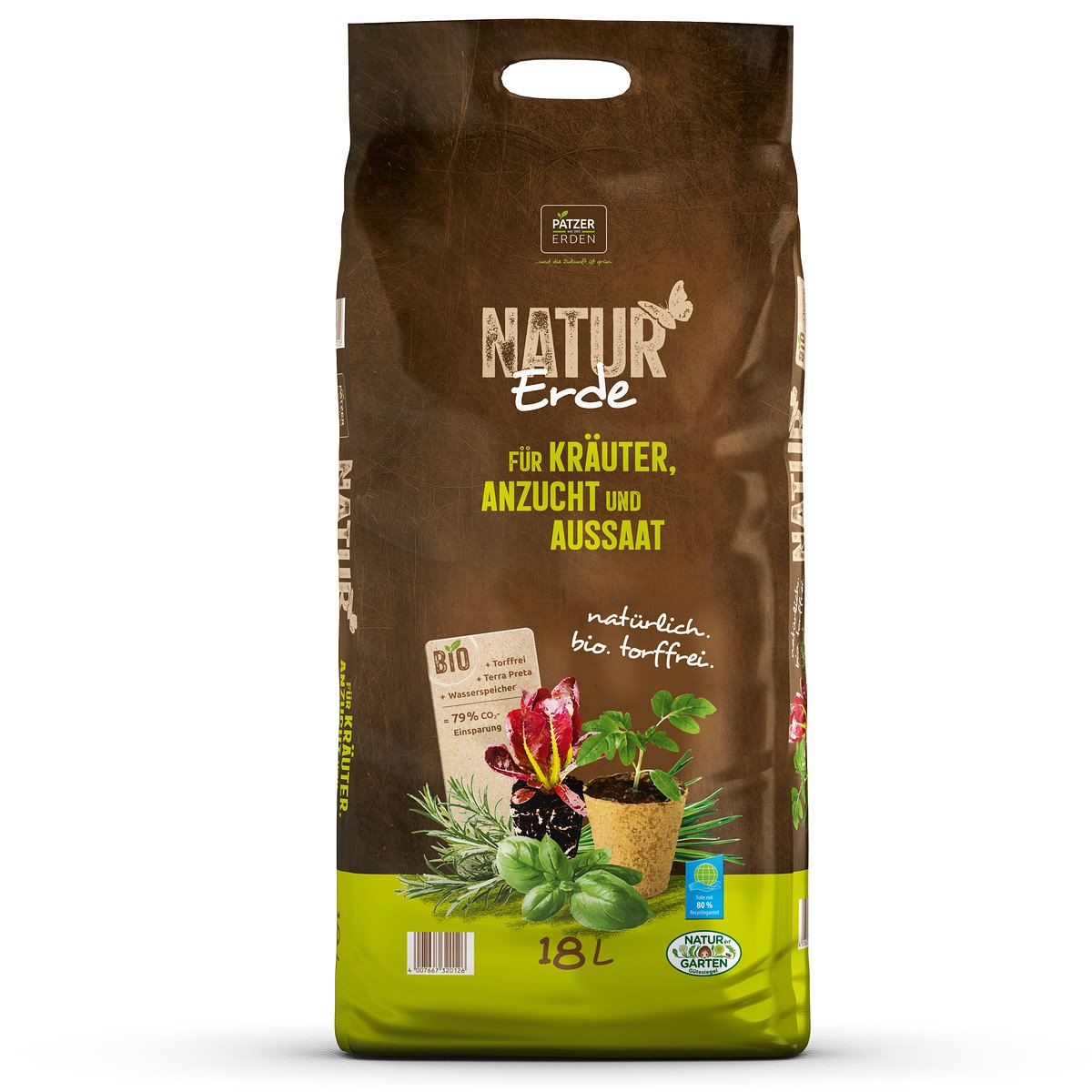 Patzer Natur Erde Bio Für Kräuter Anzucht & Aussaat Torffrei - 18 Liter
