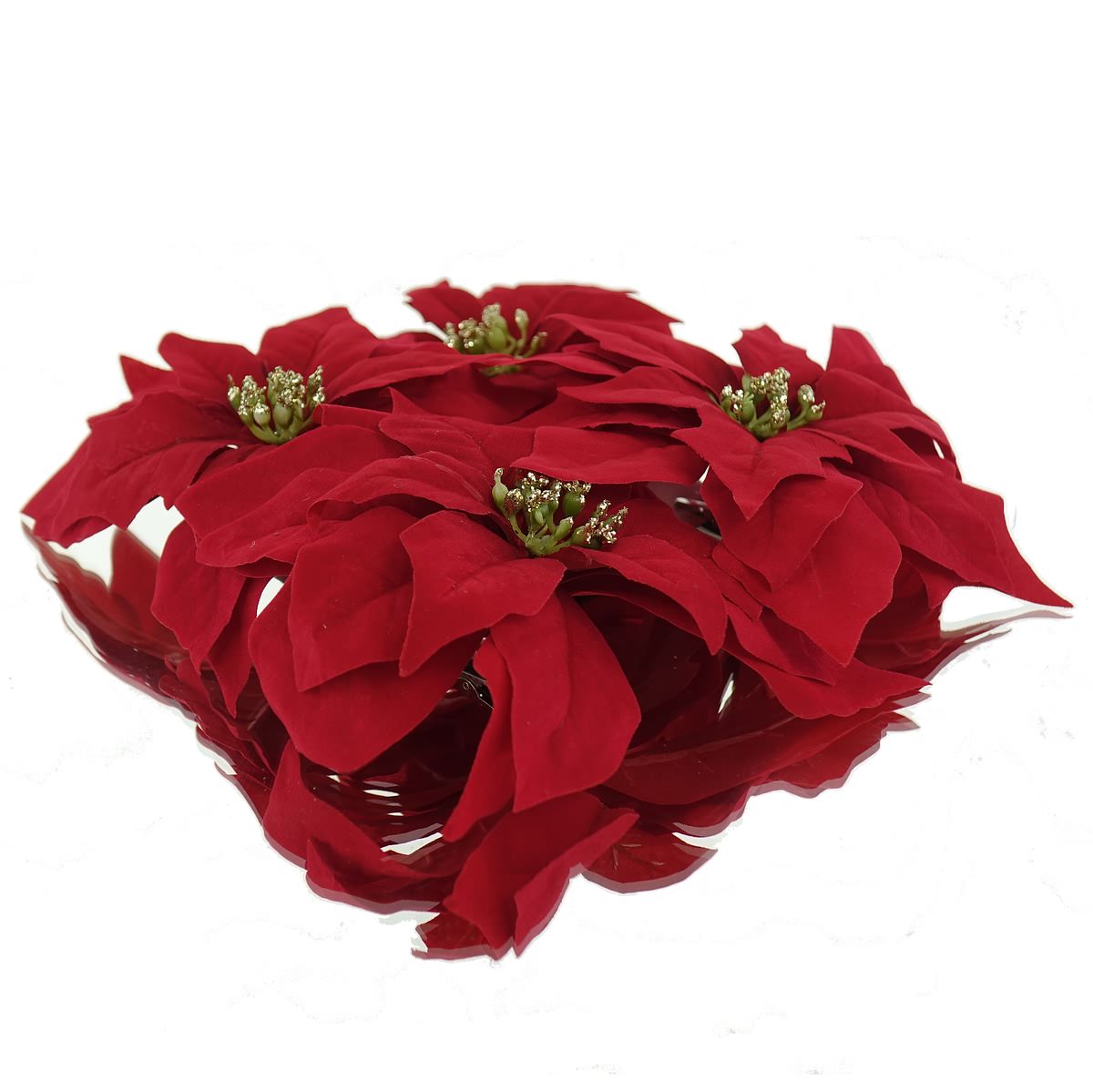 Dpi Weihnachtssterne - Poinsettien Mit Krokodilklemme 4er Pack - Kunstblumen