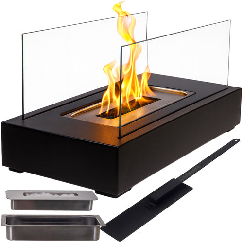 Bioethanol-kamin, 35x18x17 Cm, Rauchfrei, Glaswände