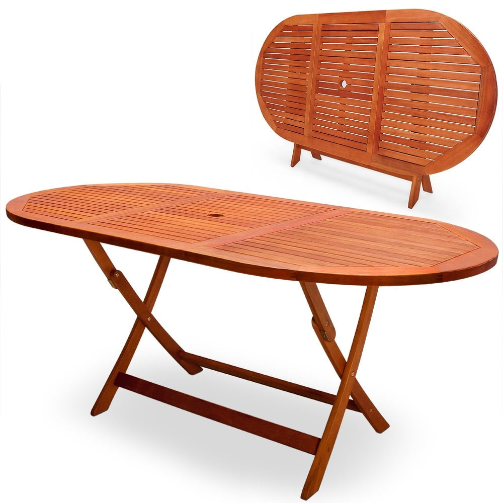Klappbarer Gartentisch, Akazienholz, 160 X 85 X 75 Cm, Mit Schirmloch