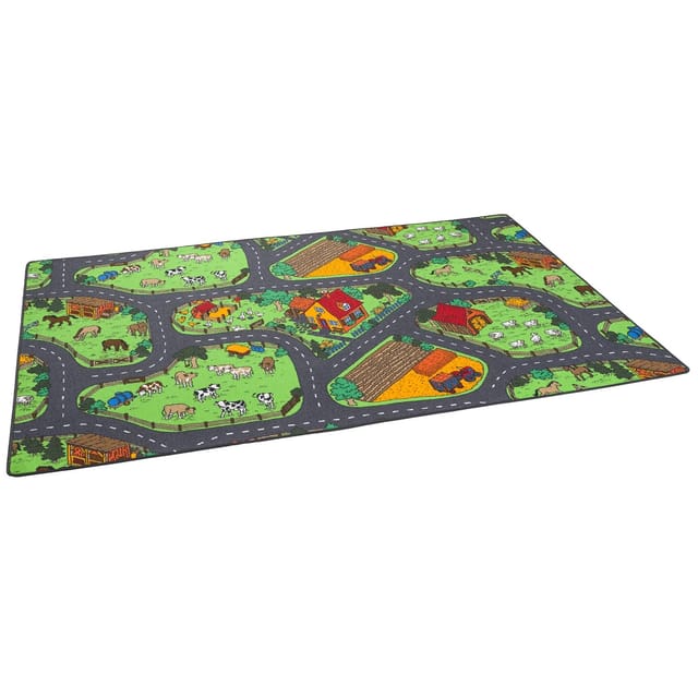 Snapstyle Kinder Spiel Teppich Bauernhof Bunt 100x300cm