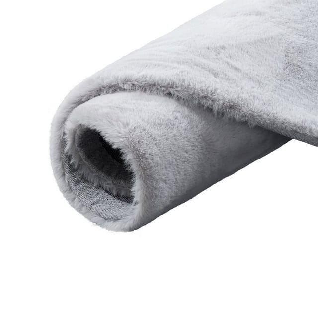 Pergamon Luxus Super Soft Fellteppich Plush Rund Hellgrau 80x80cm