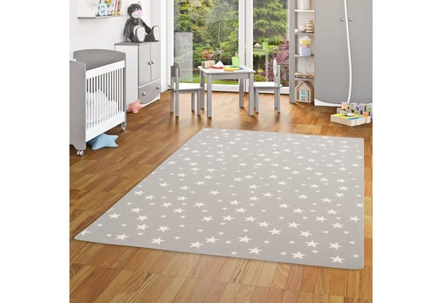 Snapstyle Kinder Spiel Teppich Sterne Grau 100x100cm