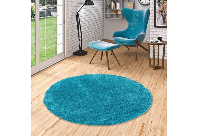 Pergamon Hochflor Langflor Teppich Aloha Türkis 120cm Rund