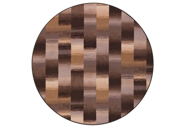 Snapstyle Designer Velour Teppich Mystic Karo Braun 100cm Rund
