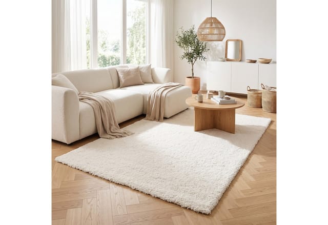 Pergamon Hochflor Langflor Teppich Aloha Weiss 60x110cm
