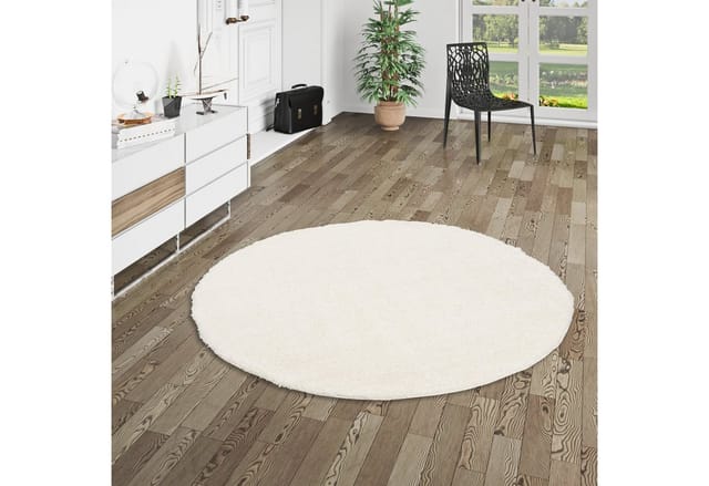 Pergamon Hochflor Langflor Teppich Aloha Weiss 80cm Rund