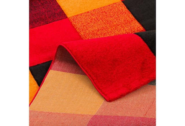 Pergamon Designer Teppich Brilliant Karo Rot Orange 120x170cm